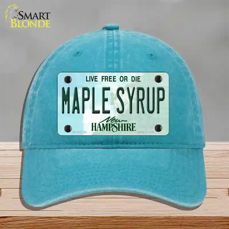 Maple Syrup New Hampshire Novelty License Plate Hat Unconstructed Cotton / Lake Blue