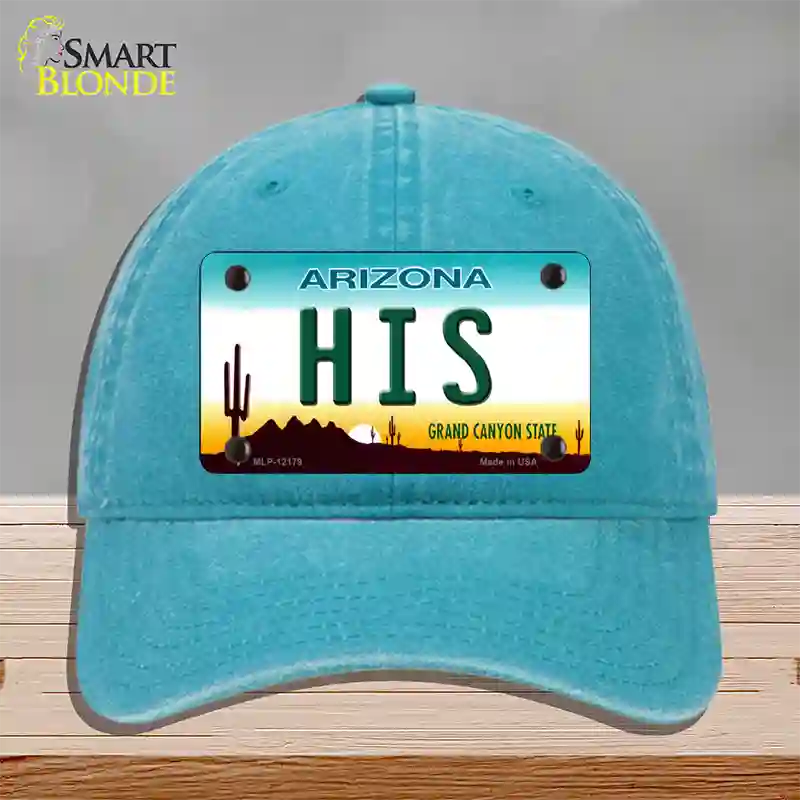 His Arizona Novelty License Plate Hat Unconstructed Cotton / Lake Blue