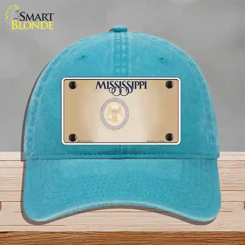 Mississippi Great Seal Blank Novelty License Plate Hat Unconstructed Cotton / Lake Blue