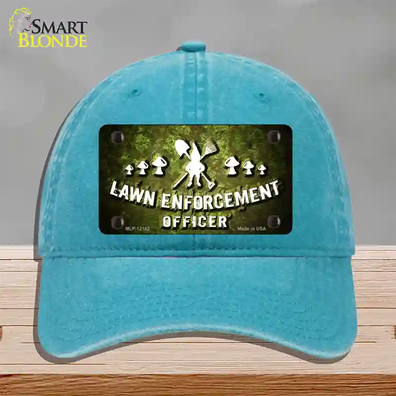 Lawn Enforcement Gnome Novelty License Plate Hat Unconstructed Cotton / Lake Blue