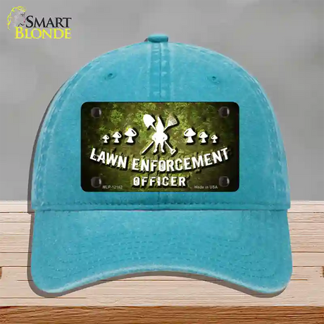 Lawn Enforcement Gnome Novelty License Plate Hat Unconstructed Cotton / Lake Blue