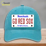 Go Red Sox Massachusetts Novelty License Plate Hat Unconstructed Cotton / Lake Blue