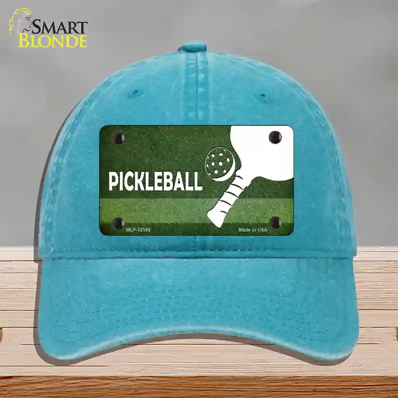 Pickleball Novelty License Plate Hat Unconstructed Cotton / Lake Blue