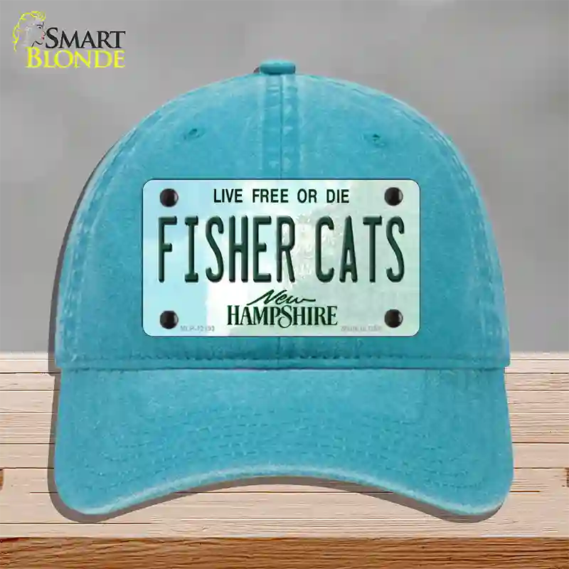 Fisher Cats New Hampshire Novelty License Plate Hat Unconstructed Cotton / Lake Blue