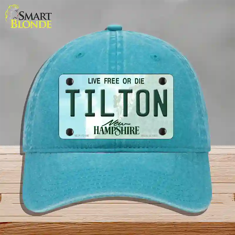 Tilton New Hampshire Novelty License Plate Hat Unconstructed Cotton / Lake Blue