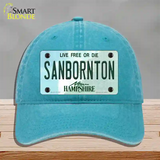 Sanbornton New Hampshire Novelty License Plate Hat Unconstructed Cotton / Lake Blue