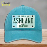 Ashland New Hampshire Novelty License Plate Hat Unconstructed Cotton / Lake Blue