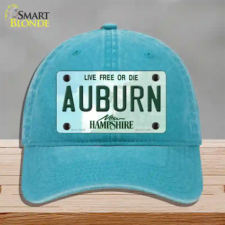 Auburn New Hampshire Novelty License Plate Hat Unconstructed Cotton / Lake Blue