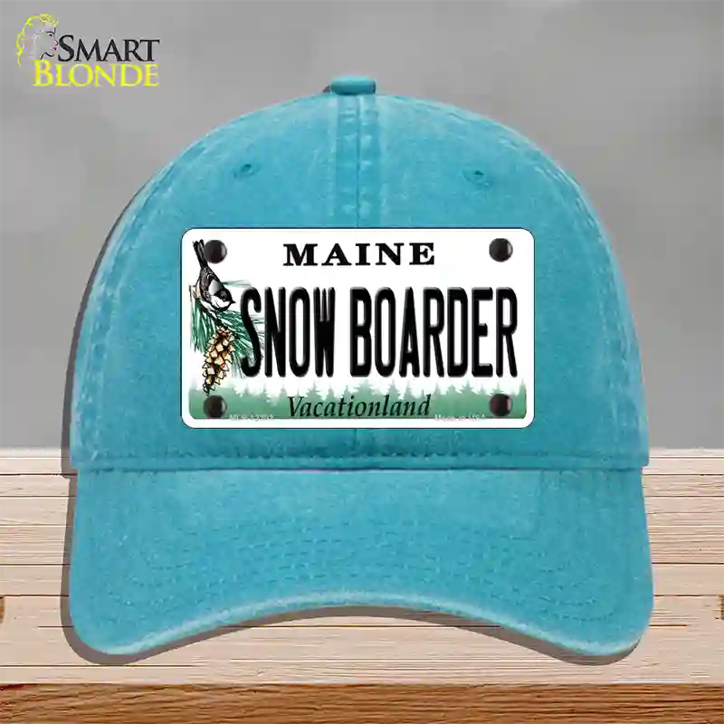 Snow Boarder Maine Novelty License Plate Hat Unconstructed Cotton / Lake Blue