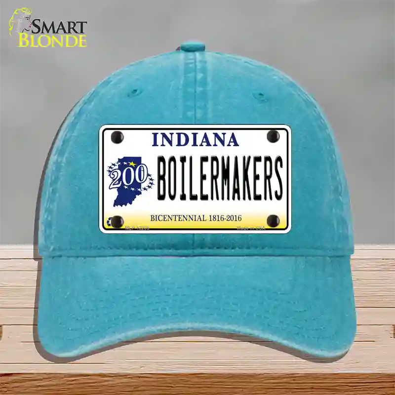 Boilermakers Indiana Novelty License Plate Hat Unconstructed Cotton / Lake Blue