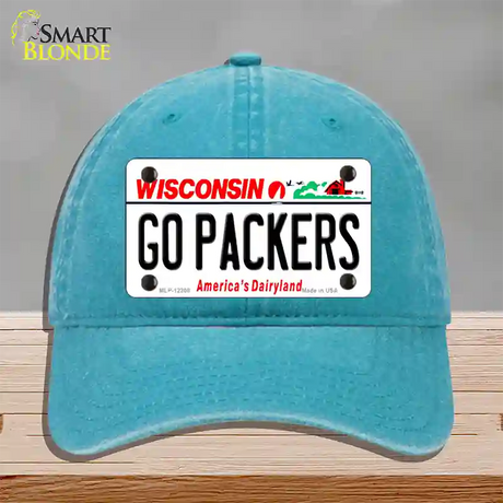 Go Packers Wisconsin Novelty License Plate Hat Unconstructed Cotton / Lake Blue