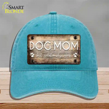 Dog Mom Novelty License Plate Hat Unconstructed Cotton / Lake Blue