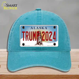 Trump 2024 Alaska Novelty License Plate Hat Unconstructed Cotton / Lake Blue