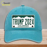 Trump 2024 Colorado Novelty License Plate Hat Unconstructed Cotton / Lake Blue