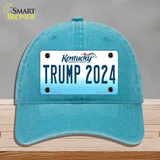 Trump 2024 Kentucky Novelty License Plate Hat Unconstructed Cotton / Lake Blue