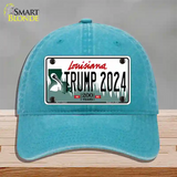 Trump 2024 Louisiana Novelty License Plate Hat Unconstructed Cotton / Lake Blue