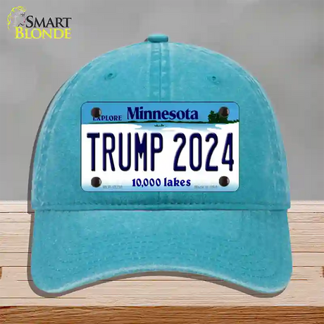 Trump 2024 Minnesota Novelty License Plate Hat Unconstructed Cotton / Lake Blue