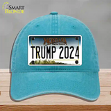 Trump 2024 Montana Novelty License Plate Hat Unconstructed Cotton / Lake Blue