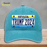 Trump 2024 Nevada Novelty License Plate Hat Unconstructed Cotton / Lake Blue