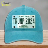 Trump 2024 New Hampshire Novelty License Plate Hat Unconstructed Cotton / Lake Blue