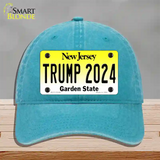 Trump 2024 New Jersey Novelty License Plate Hat Unconstructed Cotton / Lake Blue