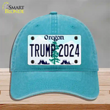 Trump 2024 Oregon Novelty License Plate Hat Unconstructed Cotton / Lake Blue