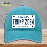 Trump 2024 Virginia Novelty License Plate Hat Unconstructed Cotton / Lake Blue