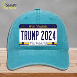 Trump 2024 West Virginia Novelty License Plate Hat Unconstructed Cotton / Lake Blue