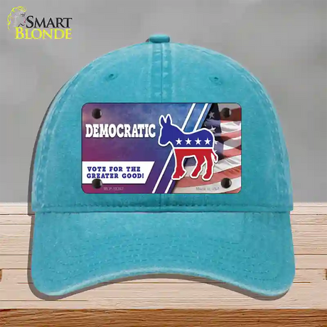 Democratic Vote for Greater Good Novelty License Plate Hat Unconstructed Cotton / Lake Blue