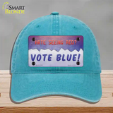 Hate Seeing Red Vote Blue Novelty License Plate Hat Unconstructed Cotton / Lake Blue