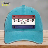 Trump 2024 USA Flag Novelty License Plate Hat Unconstructed Cotton / Lake Blue