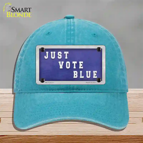 Just Vote Blue Novelty License Plate Hat Unconstructed Cotton / Lake Blue