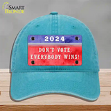 Dont Vote Everyone Wins 2020 Novelty License Plate Hat Unconstructed Cotton / Lake Blue