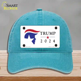 Trump 2024 Silhouette Novelty License Plate Hat Unconstructed Cotton / Lake Blue