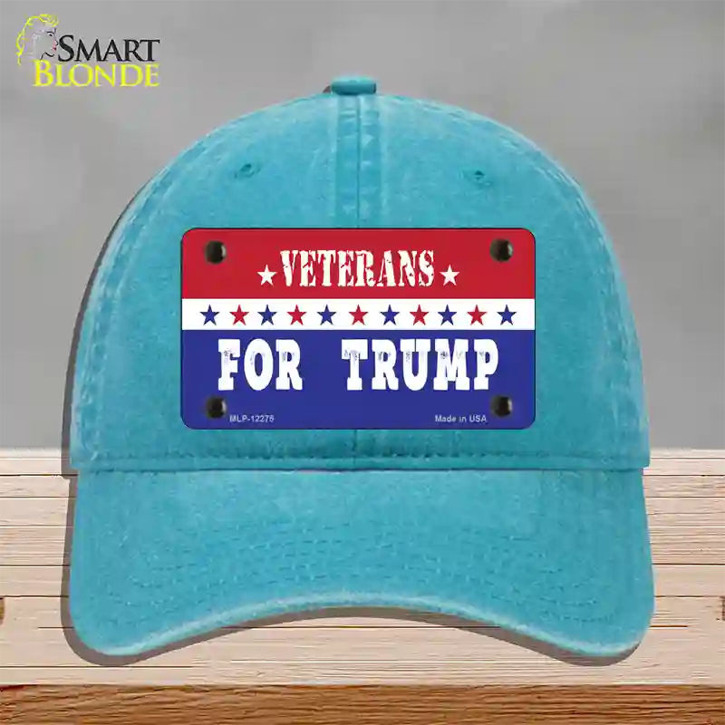 Veterans For Trump Novelty License Plate Hat Unconstructed Cotton / Lake Blue