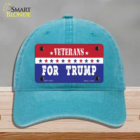 Veterans For Trump Novelty License Plate Hat Unconstructed Cotton / Lake Blue