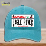 Wisconsin Eagle River Novelty License Plate Hat Unconstructed Cotton / Lake Blue