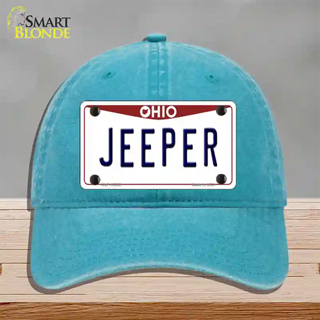 Ohio Jeeper Novelty License Plate Hat Unconstructed Cotton / Lake Blue