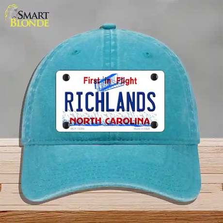 North Carolina Richlands Novelty License Plate Hat Unconstructed Cotton / Lake Blue