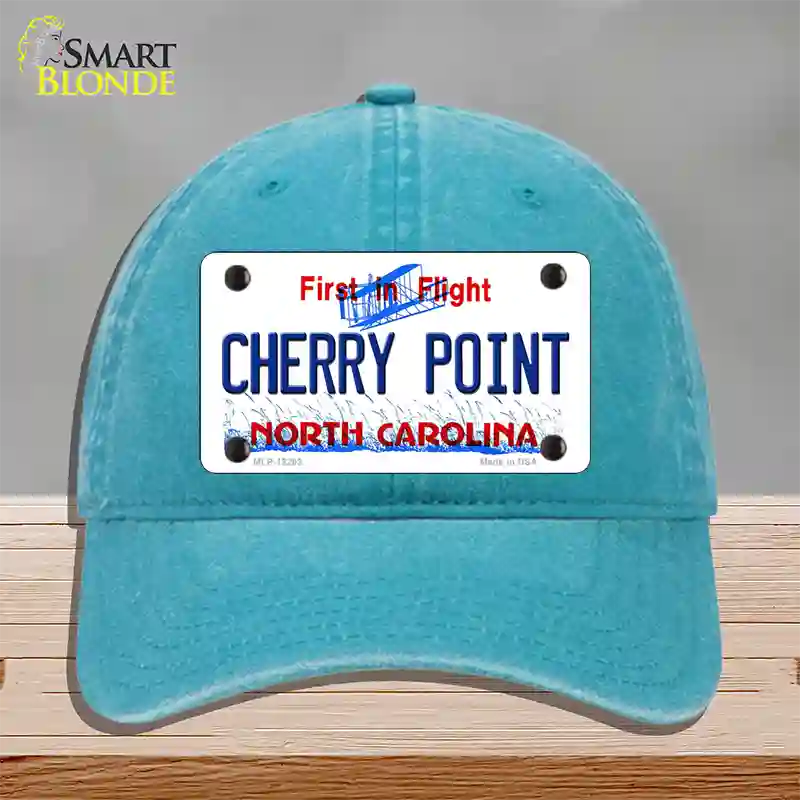 North Carolina Cherry Point Novelty License Plate Hat Unconstructed Cotton / Lake Blue