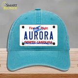 North Carolina Aurora Novelty License Plate Hat Unconstructed Cotton / Lake Blue