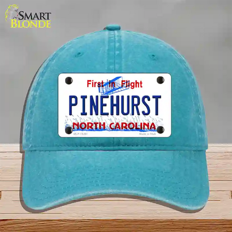 North Carolina Pinehurst Novelty License Plate Hat Unconstructed Cotton / Lake Blue