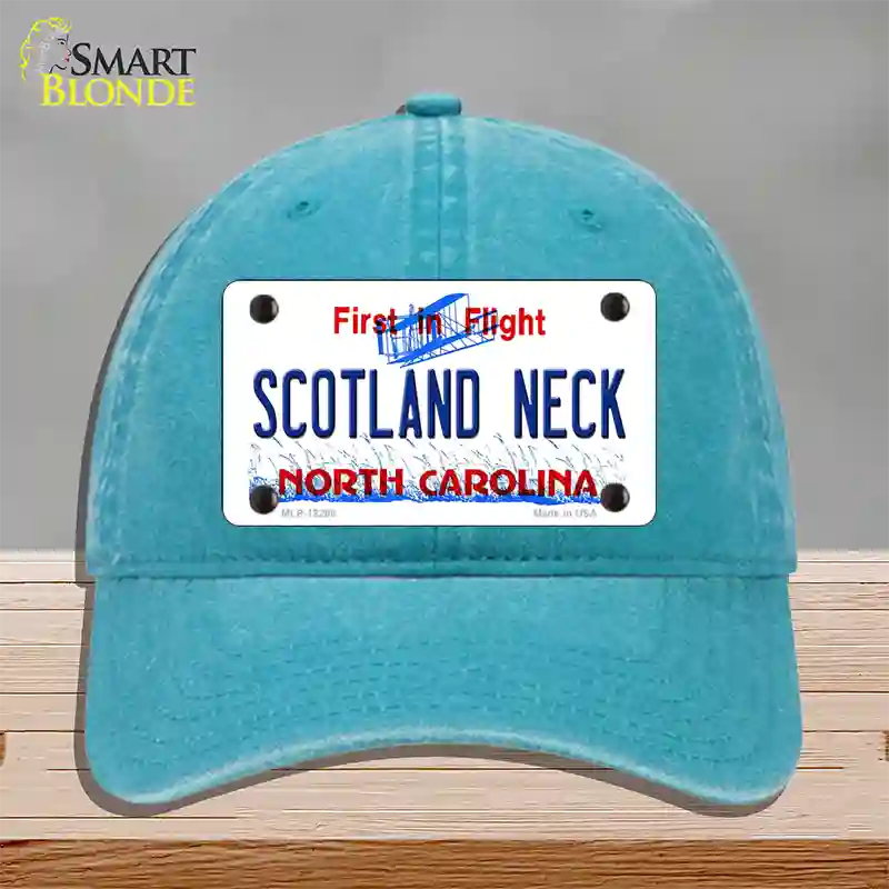 North Carolina Scotland Neck Novelty License Plate Hat Unconstructed Cotton / Lake Blue