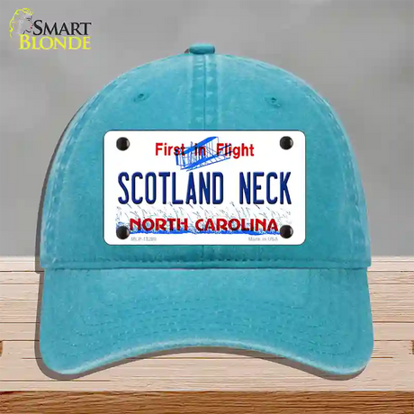 North Carolina Scotland Neck Novelty License Plate Hat Unconstructed Cotton / Lake Blue