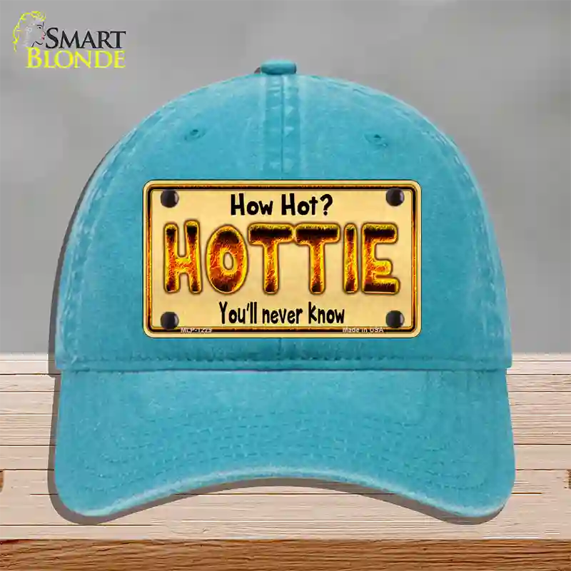 Hottie Know Novelty License Plate Hat Unconstructed Cotton / Lake Blue