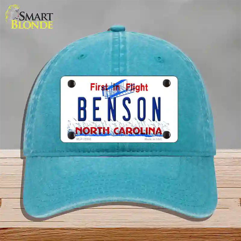 North Carolina Benson Novelty License Plate Hat Unconstructed Cotton / Lake Blue