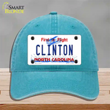 North Carolina Clinton Novelty License Plate Hat Unconstructed Cotton / Lake Blue