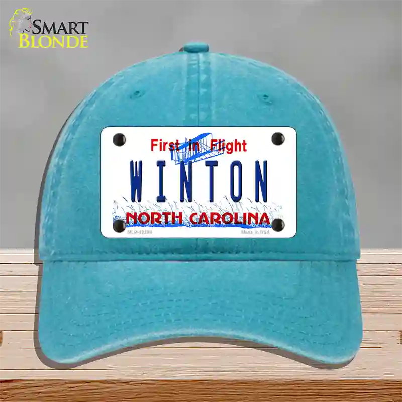 North Carolina Winton Novelty License Plate Hat Unconstructed Cotton / Lake Blue