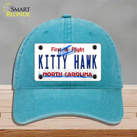 North Carolina Kitty Hawk Novelty License Plate Hat Unconstructed Cotton / Lake Blue