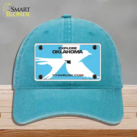 Oklahoma Travel Blank Novelty License Plate Hat Unconstructed Cotton / Lake Blue